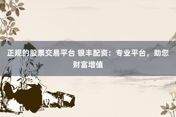 正规的股票交易平台 银丰配资：专业平台，助您财富增值