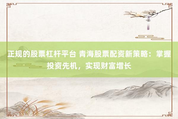 正规的股票杠杆平台 青海股票配资新策略：掌握投资先机，实现财富增长
