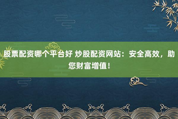 股票配资哪个平台好 炒股配资网站：安全高效，助您财富增值！