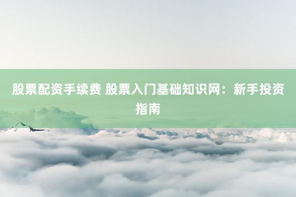股票配资手续费 股票入门基础知识网：新手投资指南