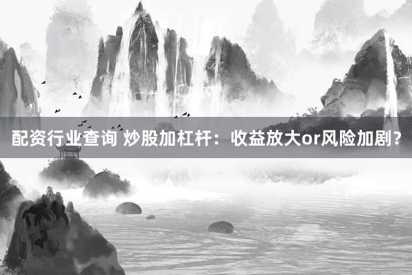 配资行业查询 炒股加杠杆：收益放大or风险加剧？