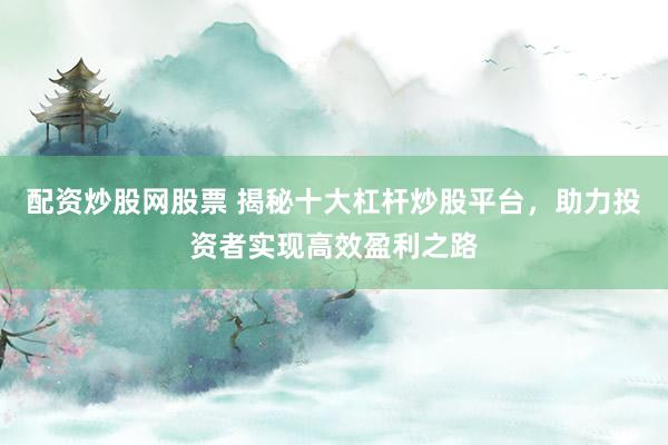 配资炒股网股票 揭秘十大杠杆炒股平台，助力投资者实现高效盈利之路