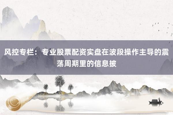 风控专栏：专业股票配资实盘在波段操作主导的震荡周期里的信息披