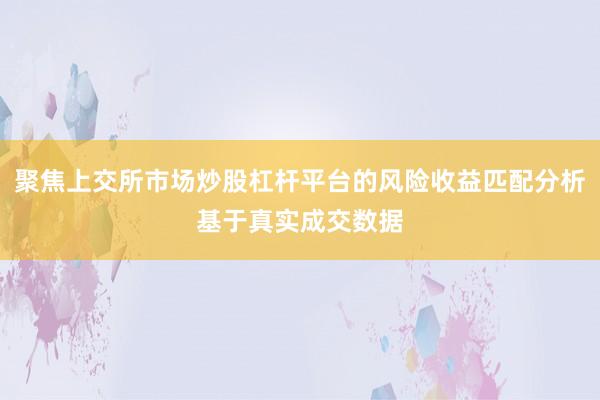 聚焦上交所市场炒股杠杆平台的风险收益匹配分析基于真实成交数据