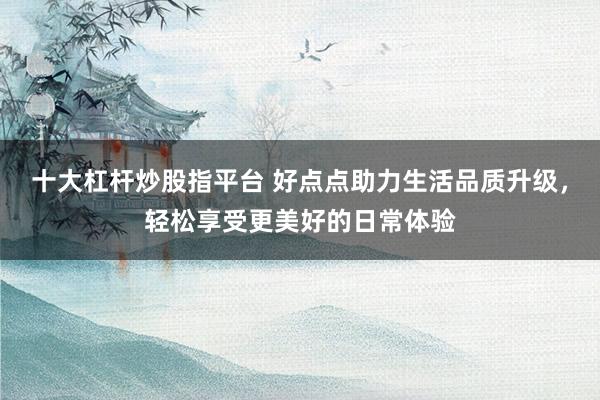 十大杠杆炒股指平台 好点点助力生活品质升级，轻松享受更美好的日常体验
