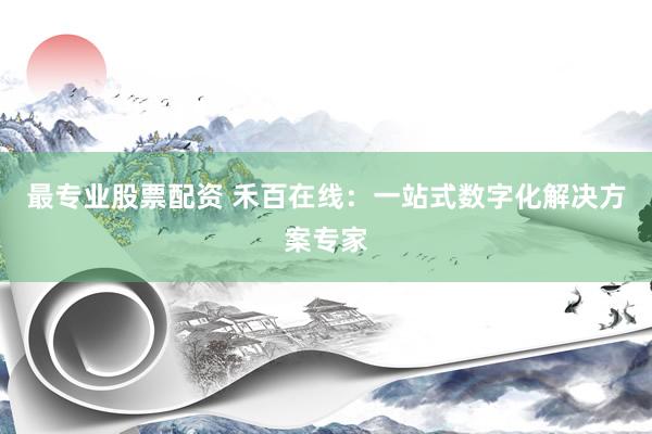 最专业股票配资 禾百在线：一站式数字化解决方案专家