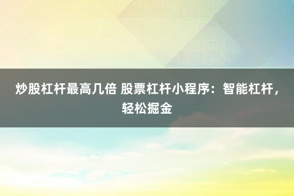 炒股杠杆最高几倍 股票杠杆小程序：智能杠杆，轻松掘金