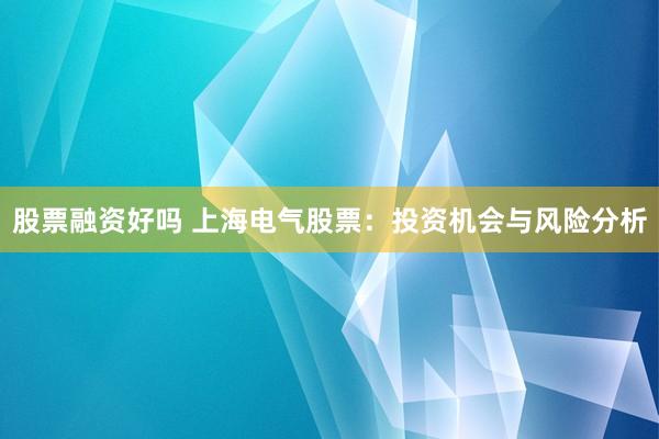 股票融资好吗 上海电气股票：投资机会与风险分析