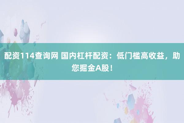 配资114查询网 国内杠杆配资：低门槛高收益，助您掘金A股！